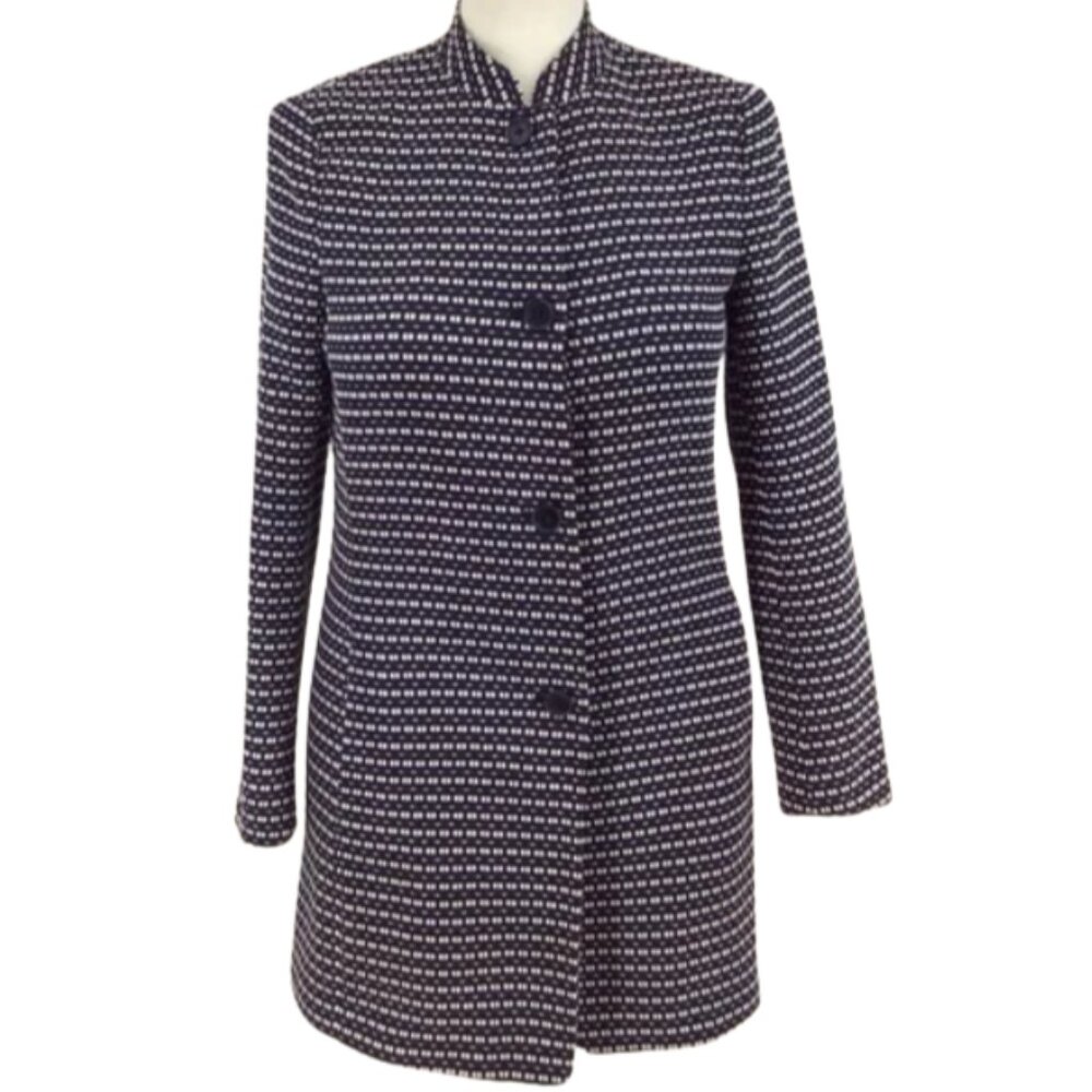 Anne Klein Women's Ribbon Tweed Topper Jacket in Breton Blue/White, Size 10